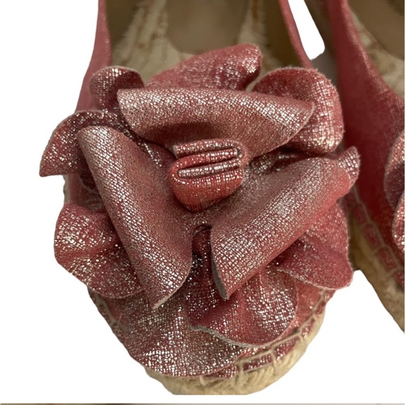 Donald J Pliner cloth pink silver antiqued bow detail flat jute espadrille size8 - Picture 14 of 14